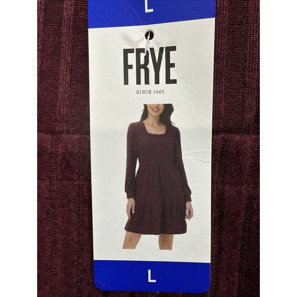 Frye Women's Red Soft Ribbed Knit Midi Long Sleeve Dress Large  NWT